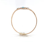 10k Yellow Gold Turquoise Glass and Seed Pearl Ring Size 6.75 Jewelry (#J6330)