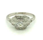 Vintage Platinum Genuine Natural Diamond Engagement Ring .59ct TW (#J4797)