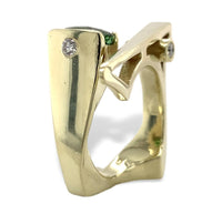 14k Yellow Gold Custom Genuine Natural Peridot Diamond Ring by Harry Roa #J7312