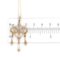 14k Yellow Gold Victorian Diamond Bow Lavaliere with Three Drops (#J6428)
