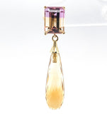 14k Yellow Gold Genuine Natural Ametrine Earrings with Citrine Drops (#J6527)