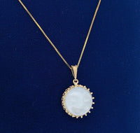 14k Yellow Gold 6.40ct Carved Genuine Natural Moonstone Pendant (#J5604)