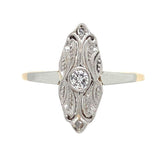 Vintage 10k Yellow Gold Genuine Natural Diamond Ring w/White Gold Top (#J6819)