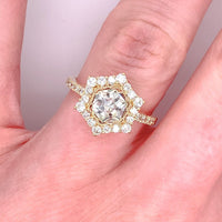 18k Gold 1.04ct Specialty Hexagon Yellow Genuine Sapphire Diamond Ring (#J5190)
