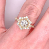 18k Gold 1.04ct Specialty Hexagon Yellow Genuine Sapphire Diamond Ring (#J5190)