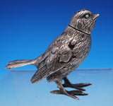 German .800 Silver Pepper Shaker in Bird Form Sparrow 3-D Hand Chased (#9005)