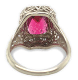 14k White Gold 4 Carat Genuine Natural Rubellite Filigree Ring 7.25 (#J7553)