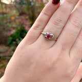 14k White Gold Art Deco .28ct Genuine Natural Ruby Filigree Ring (#J6334)