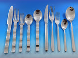 Designer Mixed Stainless Steel Flatware Set #3 Service 62 Pieces Modern Unused