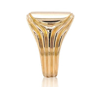 14k Yellow Gold Men's Signet Ring with Ribbed Lines Size 6.5 (#J6793)