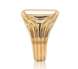 14k Yellow Gold Men's Signet Ring with Ribbed Lines Size 6.5 (#J6793)