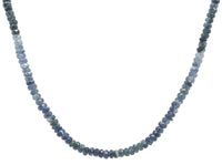 60 Carat TW Genuine Sapphire Ombre Faceted Bead Necklace with 14k Clasp (#J7237)