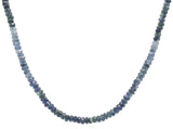 60 Carat TW Genuine Sapphire Ombre Faceted Bead Necklace with 14k Clasp (#J7237)