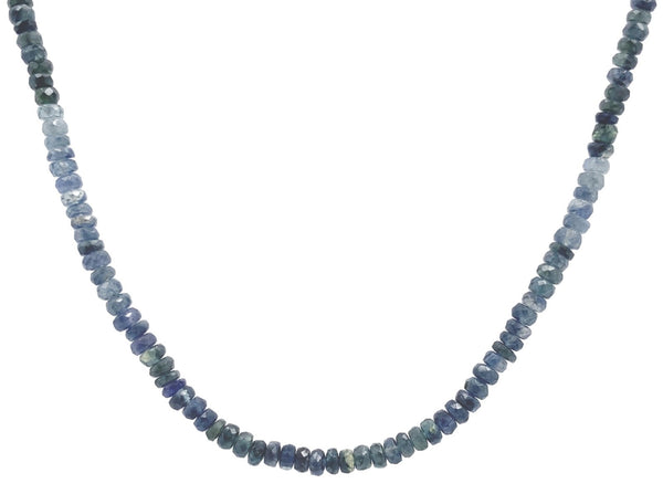 60 Carat TW Genuine Sapphire Ombre Faceted Bead Necklace with 14k Clasp (#J7237)