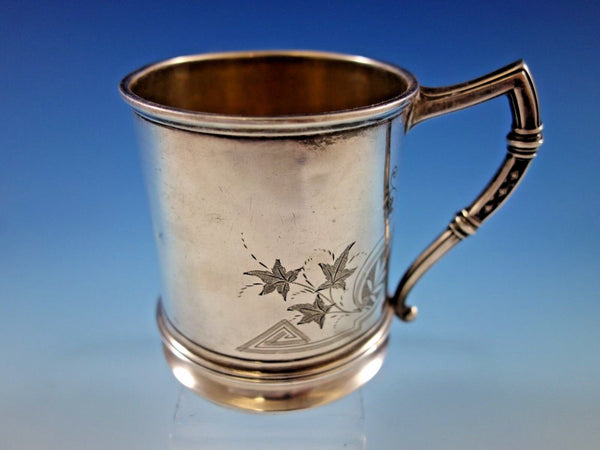 Whiting Sterling Silver Baby Child's Cup Mug Brite-Cut Ivy Vintage Antique #188A