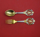 Christmas by A. Michelsen Sterling Silver Fork and Spoon Set 2pc 1922 Holly