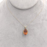 14k Yellow Gold 5.87 Carat Dark Orange Genuine Natural Citrine Pendant (#J6724)