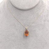 14k Yellow Gold 5.87 Carat Dark Orange Genuine Natural Citrine Pendant (#J6724)