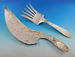 Whiting Sterling Silver Fish Serving Set Engraved with Flowers 11"