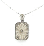 Art Deco 14k Filigree Rock Crystal and Diamond Pendant (#J5456)