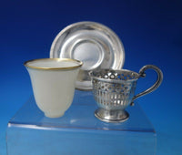 SSMC-Saart Sterling Silver Demitasse Cup Pcd Circles Lines w/ Liner Saucer #6312