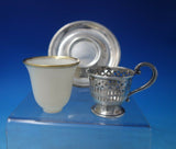 SSMC-Saart Sterling Silver Demitasse Cup Pcd Circles Lines w/ Liner Saucer #6312