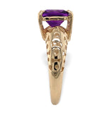 14k Yellow Gold 1.90 Carat Cushion Cut Genuine Natural Amethyst Ring (#J7414)