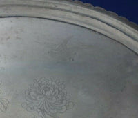 Chinese Sterling Silver Serving Plate with Chrysanthemum Bird Dragonfly (#6194)