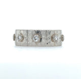 Platinum Genuine Natural Diamond Band with Floral Panels Size 6.25 (#J5865)