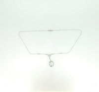 Art Deco 10k White Gold Filigree Aquamarine Pendant Pale Ice Blue (#J5026)