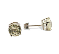 14k White Gold Pale Yellow Sapphire Stud Earrings Natural Unheated (#J7135)