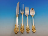 Grande Baroque Gold Accent by Wallace Sterling Silver Flatware for 8 Set 45 pcs