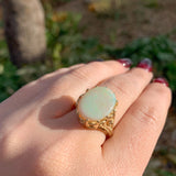 14k Yellow Gold 5.86 Carat Australian Genuine Natural Opal Ring (#J6335)