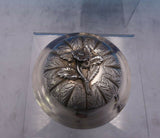 John B. Jones Coin Silver Sugar Bowl Fluted Shape w/ Leaves Flower Finial #3946