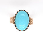 9k Rose Gold Victorian 4.28 Carat Genuine Natural Turquoise Ring (#J6329)