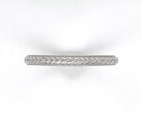 Platinum Chevron Wedding Band Ring with Beaded Edge Size 6 Jewelry (#J6288)