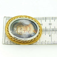 18k Hand Painted Genuine Natural Diamond Portrait Pin Pendant (#J5014)