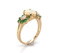 14k Yellow Gold Ring with Australian Opals and Green Tsavorite Garnets (#J6457)