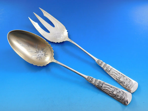 Fontainebleau by Gorham Sterling Silver Salad Serving Set Frosted BC GW 10 1/2"