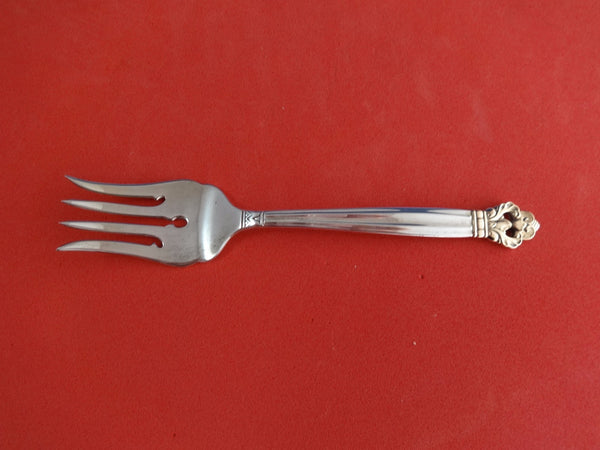 Chased Danish Gold by Unknown Sterling Silver Salad Fork with 14k Inlay 5 7/8"