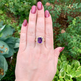 10k Yellow Gold 4.38 Carat Genuine Natural Amethyst Filigree Ring 7.75 (#J7444)