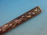 Kozuka by Unknown Bronze Handle Regular Knife with SP Blunt Blade and Birds 9"