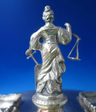 Portuguese .833 Silver Inkwell Double w/Footed Stand 3D Lady Justice (#5426)