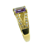 14k Gold Emerald Cut 1.40ct Genuine Natural Amethyst Ring with Diamonds (#J2363)