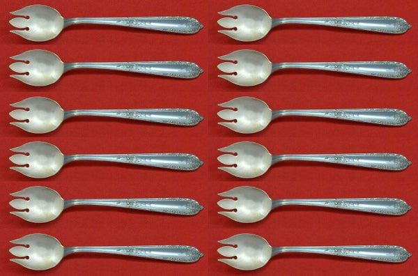 Della Robbia by Alvin Sterling Silver Ice Cream Fork Set of 12pcs 6" Custom Made
