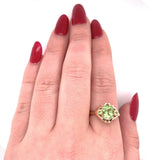 Three Stone Genuine Natural Peridot Ring with 1.82ct Cushion Cut Center (#J5772)