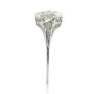 14k White Gold Art Deco Filigree Ring w/ .22ct Genuine Natural Diamond (#J6818)
