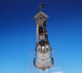 Dutch Sterling Silver Bell 3-D Clock Tower w/ Steps 3 Men Shield 8 3/4" (#7580)