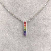 14k Gold Princess Cut Genuine Natural Rainbow Sapphire Pendant w/ Chain (#J6679)