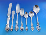 Monticello by Lunt Sterling Silver Flatware Set For 12 Service 92 pcs B monogram